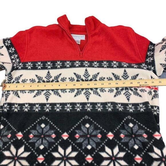 Jennifer Moore Activewear 1/4 Zip Snowflake Red Black Fleece Pullover Sweater Si - Picture 5 of 7